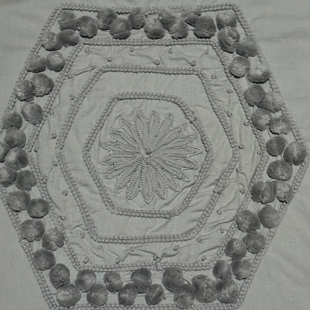 Pottery‎ Barn Pom Pom Pillow Cover 20x20 Gray Cotton Boho Farmhouse